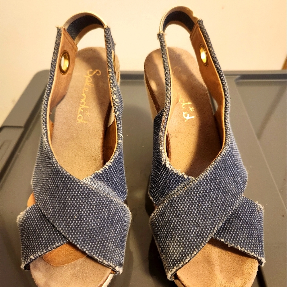 Splendid Dani Blue Wedge‎ Heeled Sandal Size 6
